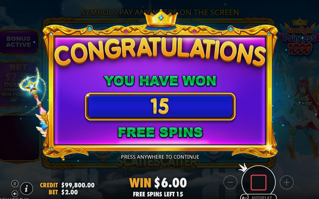 Free Spins round on the purple starfield reels