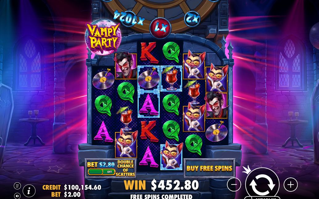Win screen during Free Spins with multiplier applied