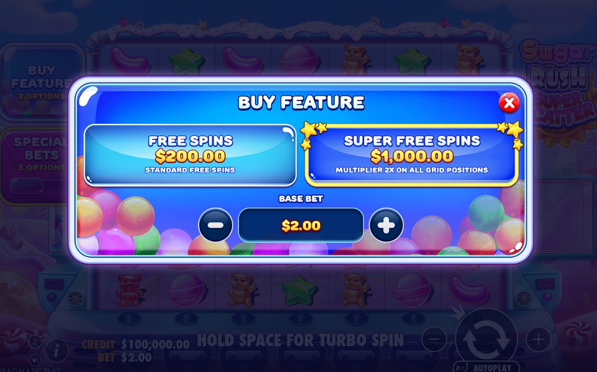 Super Scatter symbols landing and starting the Free Spins