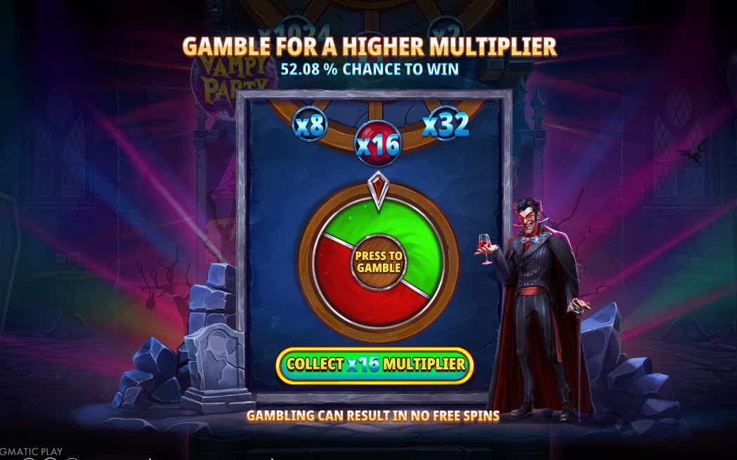 Free Spins screen with the starting multiplier